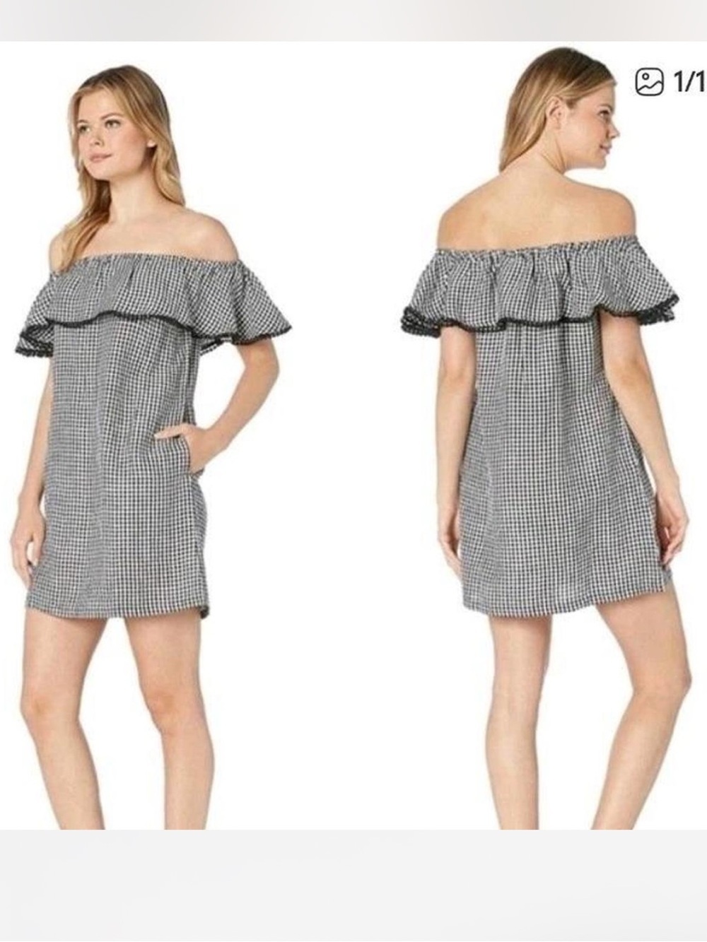 Tommy Bahama women’s off the shoulder gingham dress